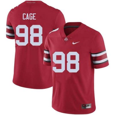 Men's Ohio State Buckeyes #98 Jerron Cage Red Nike NCAA College Football Jersey In Stock RWL5444HM